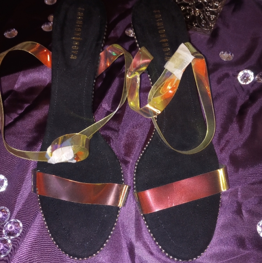 Iridescent Strap Sandals